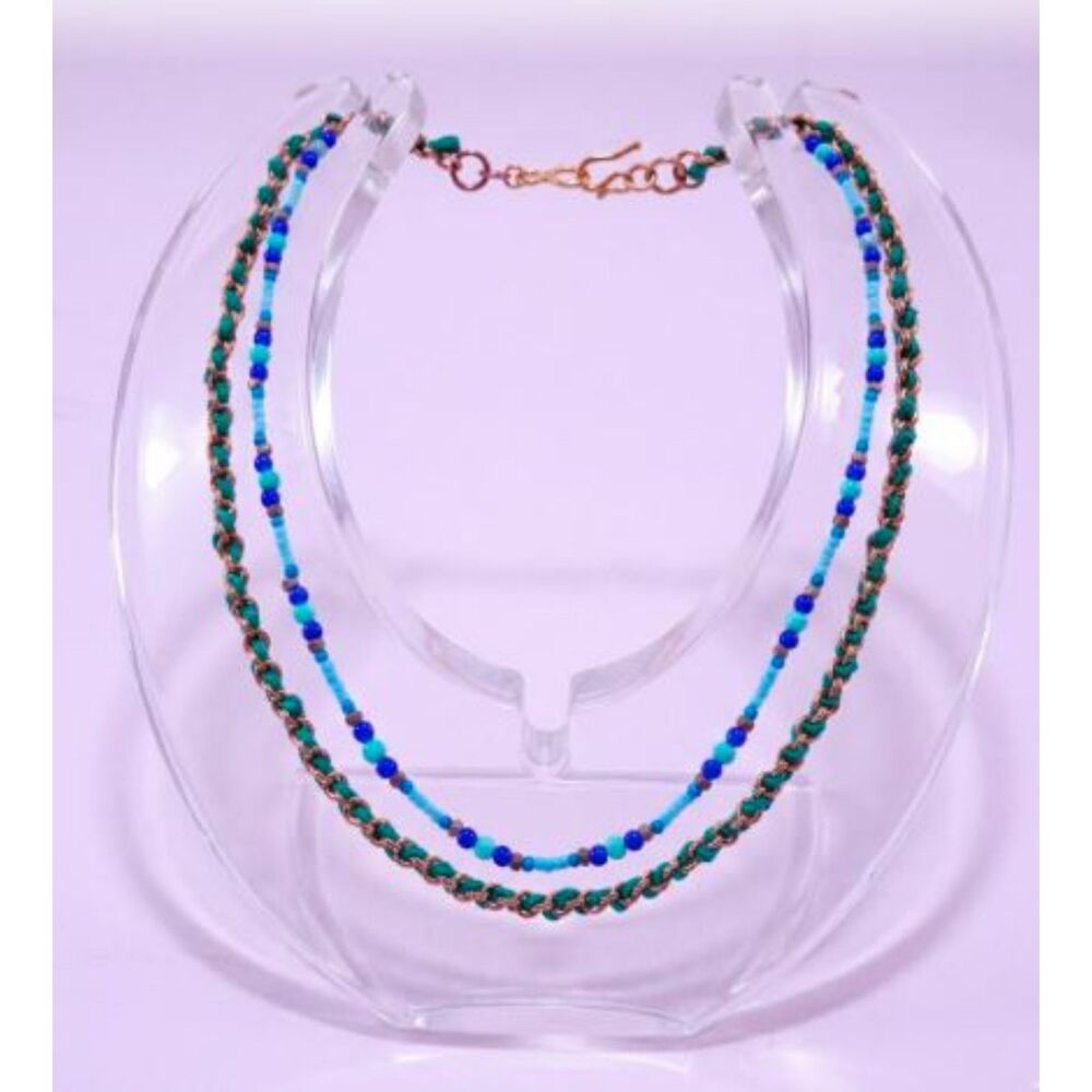 Lee Angel Neiman Marcus Women's Two Layer Braided Bead Necklace NWT 198